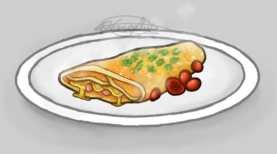 Food Drawing - Omelete